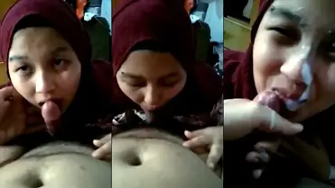 Sepong Kontol Sampai Crot Di Muka Cewek Jilbab Hot